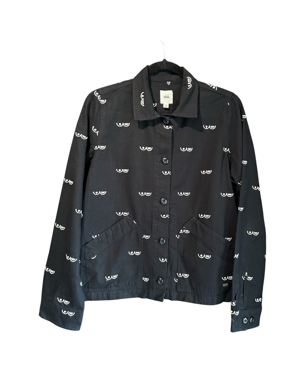 Vans Black Button-Up Jacket with White Abstract Embroideries